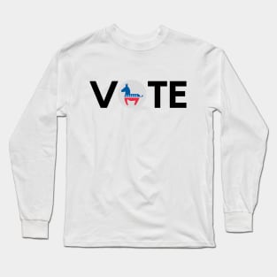 Vote Democrat - Black Text Long Sleeve T-Shirt